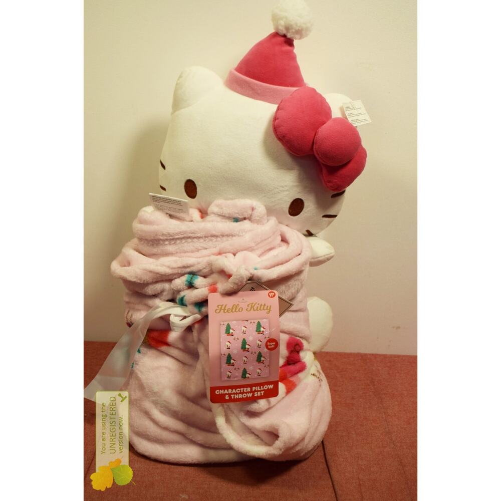Hello Kitty Pillow Plush and Throw Blanket